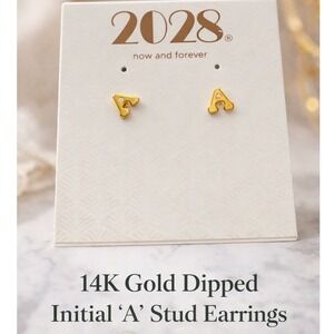 2028 Jewelry‎ 14K Gold Dipped Initial A Stud Earrings Alphabet Letter 24843 NEW